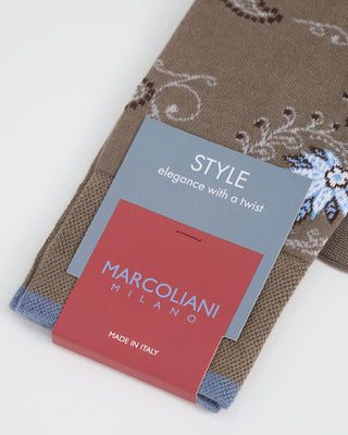 Marcoliani Floral/Paisley Print Socks Coffee 1 1