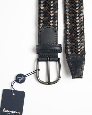 Black & Brown Stretch Leather Braided Belt
