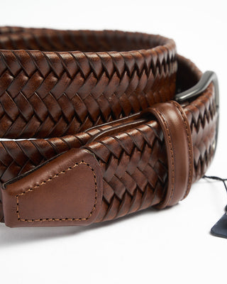Cognac Stretch Leather Braided Belt
