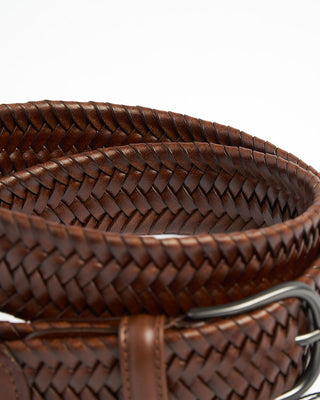 Cognac Stretch Leather Braided Belt