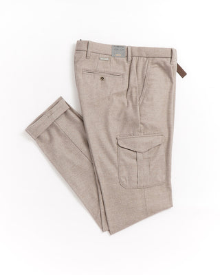 Alberto 'Wind' Beige Flannel Look Cargo Pants