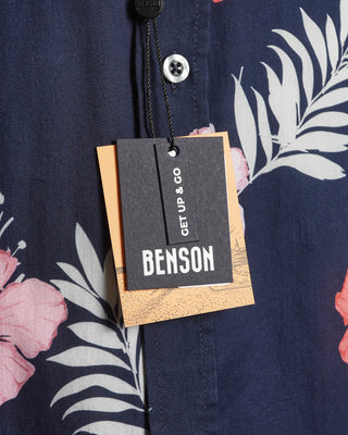 Benson 'Champlain' Navy Flowers Cotton & Tencel Shirt