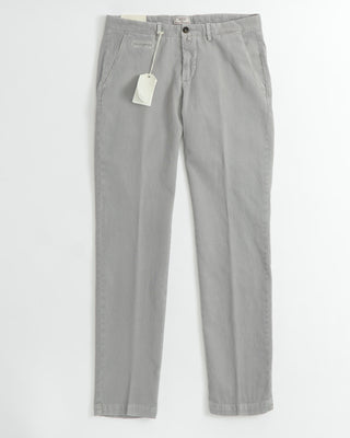 Briglia Grey Lightweight Cotton Stretch Slim Fit Casual Pants