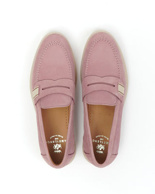 Camerlengo Pink Nubuck Leather Loafers with Comfort Flex Rubber Sole