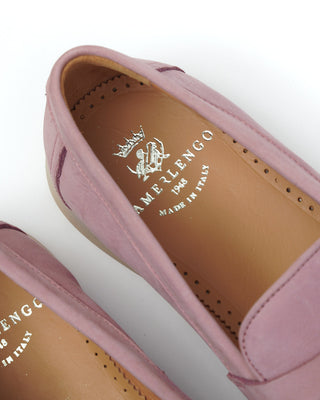 Camerlengo Pink Morbidone Nubuck Leather Loafers Rubber Sole