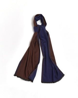 Chelsey Brown Blue Brushed Silk W Border Scarf