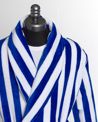 Derek Rose Striped Blue White Terry Towelling Gown