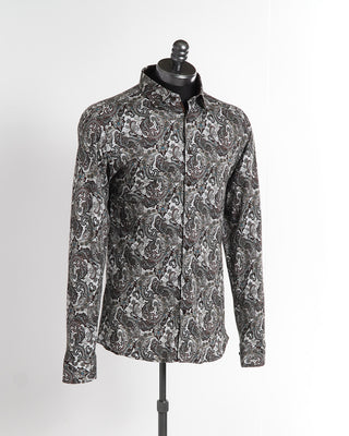 Desoto Brown Paisley Print Jersey Shirt