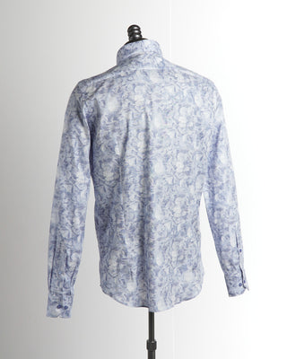 Emanuel Berg Modern Fit Blue Exotic Flower Print Shirt 