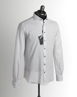 Emanuel Berg Modern Fit Heathered Grey Jersey Knit Shirt 