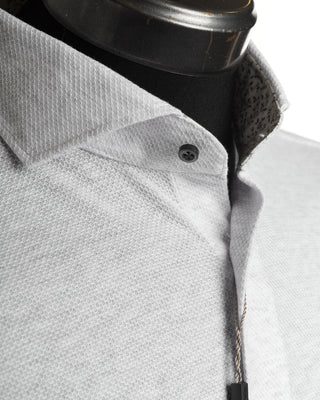 Emanuel Berg Modern Fit Heathered Grey Jersey Stretch Knit Shirt 