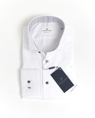 Emanuel Berg Modern Fit Twill Shirt W Grey Buttons