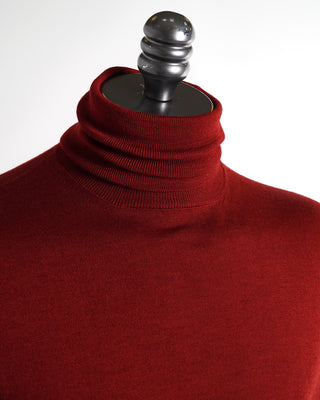 Filippo De Laurentiis Red Washed Merino Turtleneck Sweater