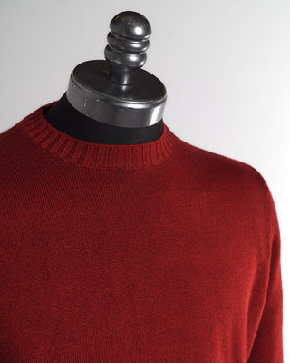 Filippo De Laurentiis Red Merino Ribbed Crewneck Sweater