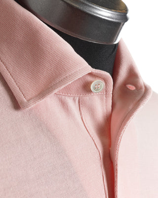 Filippo De Laurentiis Light Pink Crepe Cotton Polo Shirt 
