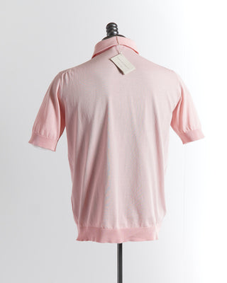 Filippo De Laurentiis Standup Collar Light Pink Cotton Polo Shirt 