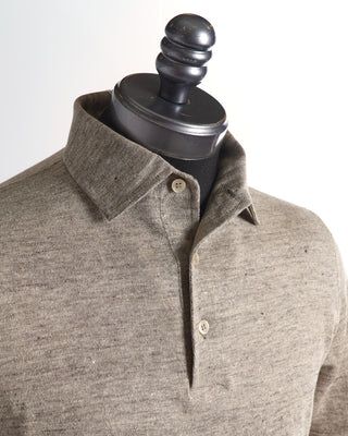 Filippo De Laurentiis Beige Linen Polo Shirt