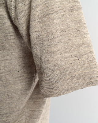 Filippo De Laurentiis Standup Collar Beige Linen Polo