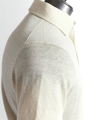 Filippo De Laurentiis Off White Linen Cotton Polo Shirt