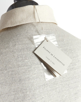 Filippo De Laurentiis Standup Collar Linen Cotton Knit Polo Shirt