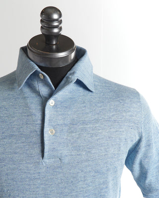 Standup Collar Linen Polo Shirt