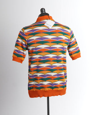 Gallia Multicoloured Orange Cotton Bouclé Jacquard Polo Shirt