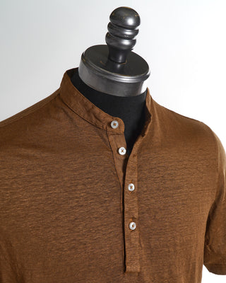 Gran Sasso Tobacco Henley Short Sleeve T-Shirt