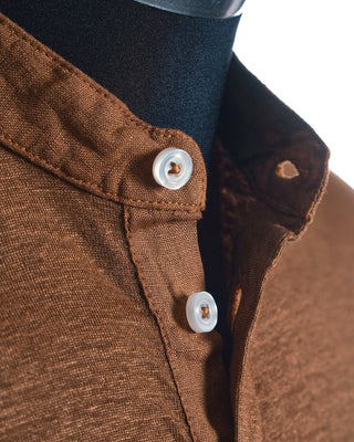 Gran Sasso Tobacco Stretch Linen Short Sleeve T-Shirt