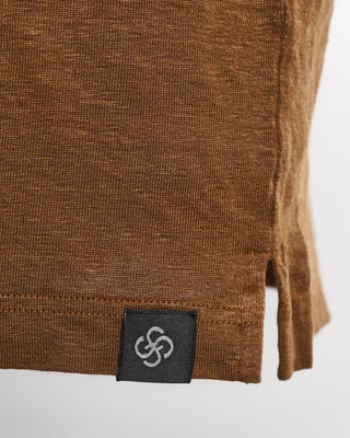 Gran Sasso Tobacco Stretch Linen Henley Short Sleeve T-Shirt