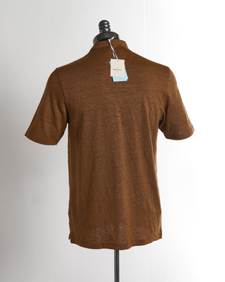 Gran Sasso Tobacco Linen Henley Short Sleeve T-Shirt