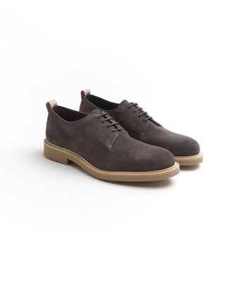 Heschung Cooper Coffee Grey Suede Derby Shoes 