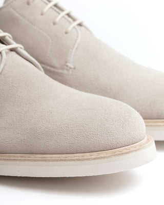 Heschung Cooper Pearl White Suede Derby Shoes
