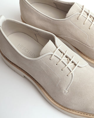 Heschung Cooper Pearl White Suede Derby Shoes
