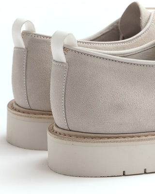 Heschung Cooper Veau Velours  Pearl White Suede Derby Shoes