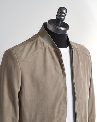 Jack Victor Water Repellant Taupe Leather Suede Bomber Jacket