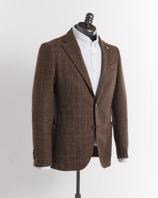 L.B.M. 1911 Wool & Cashmere Brown Prince of Wales Soft Jacket