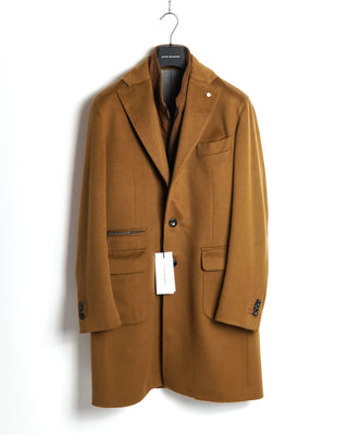 Luigi Bianchi Mantova Camel Wool & Cashmere 'Thermo' Hybrid Overcoat