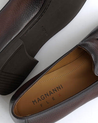 Magnanni 'Delrey' Tassle Pebble Grain Brown Leather Loafers with Rubber Flex Soles