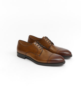 Magnanni 'Harlan' Tobacco Brown Leather Blucher Cap Toe Dress Shoes