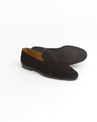 Magnanni 'Lecera' Chocolate Brown Suede Loafers with Rubber Sole