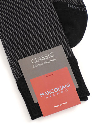 Marcoliani Black Pima Cotton Lisle Birdseye Socks
