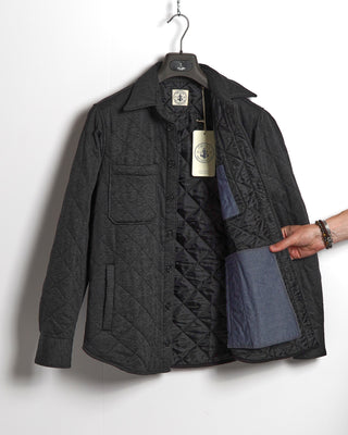 Orian Grey Houndstooth Quilted Overshirt