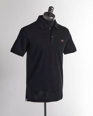 Paul & Shark Black Organic Cotton Piqué Short Sleeve Polo with Logo