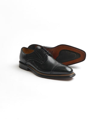 Rafaele D'Amelio Black Calf Brogued Cap Toe Derby Dress Shoe