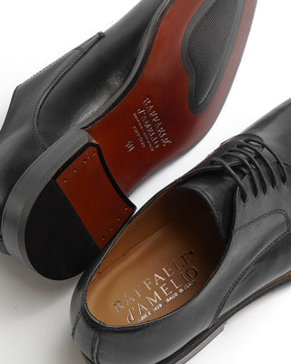 Rafaele D'Amelio Black Chiseled Toe Derby Italian Made Dress Shoe