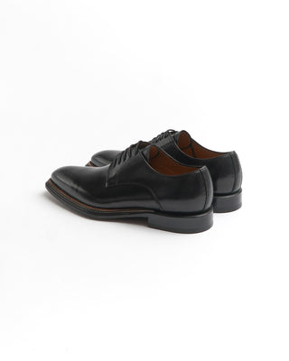 Rafaele D'Amelio Black Leather Chiseled Toe Derby Italian  Dress Shoe