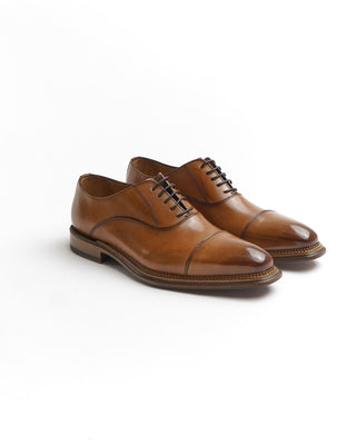 Rafaele D'Amelio Cognac Brown Calf Cap Toe Oxford Dress Shoe