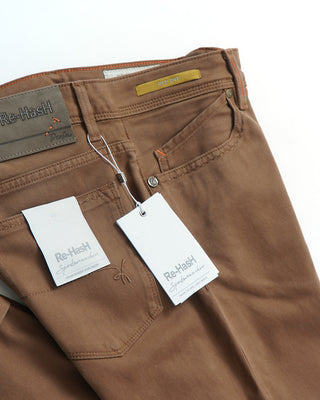 Re-HasH 'Rubens' Rust Cotton-Tencel Twill Five Pocket Pants