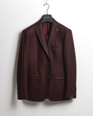 Tagliatore Super 100's Solid Burgundy Flannel Suit Hanging