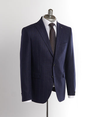 Tagliatore Navy Blue Wool Spaced Striped Suit